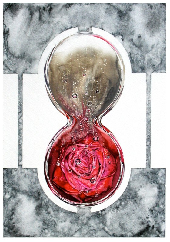 Hourglass Red 33.5 x 49cms, Lynda Bird Clark